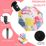 PALAY Umbrella for Women with Automatic One Button Fold and 8 Ribs Windproof Design | UV Protection Travel Size 11.5 in