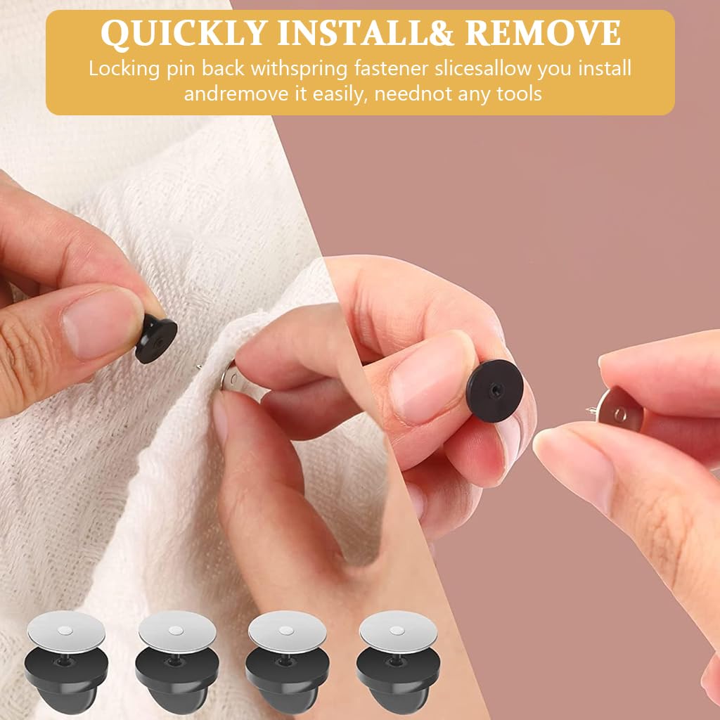 PALAY Rubber Pin Backs for DIY Crafts with Push Pull Locking Design 50 Pairs 10mmx9mm