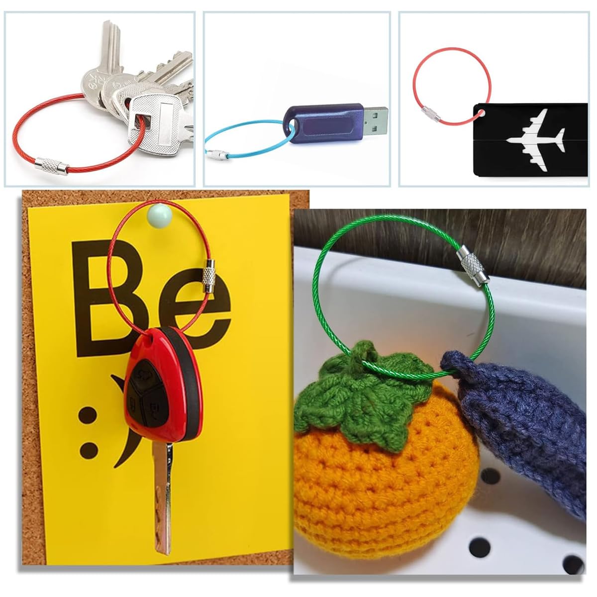 PALAY Keychain Set for Luggage Tags and Kitchen Use with Nylon Coated Steel Wire 48PCS 15cm