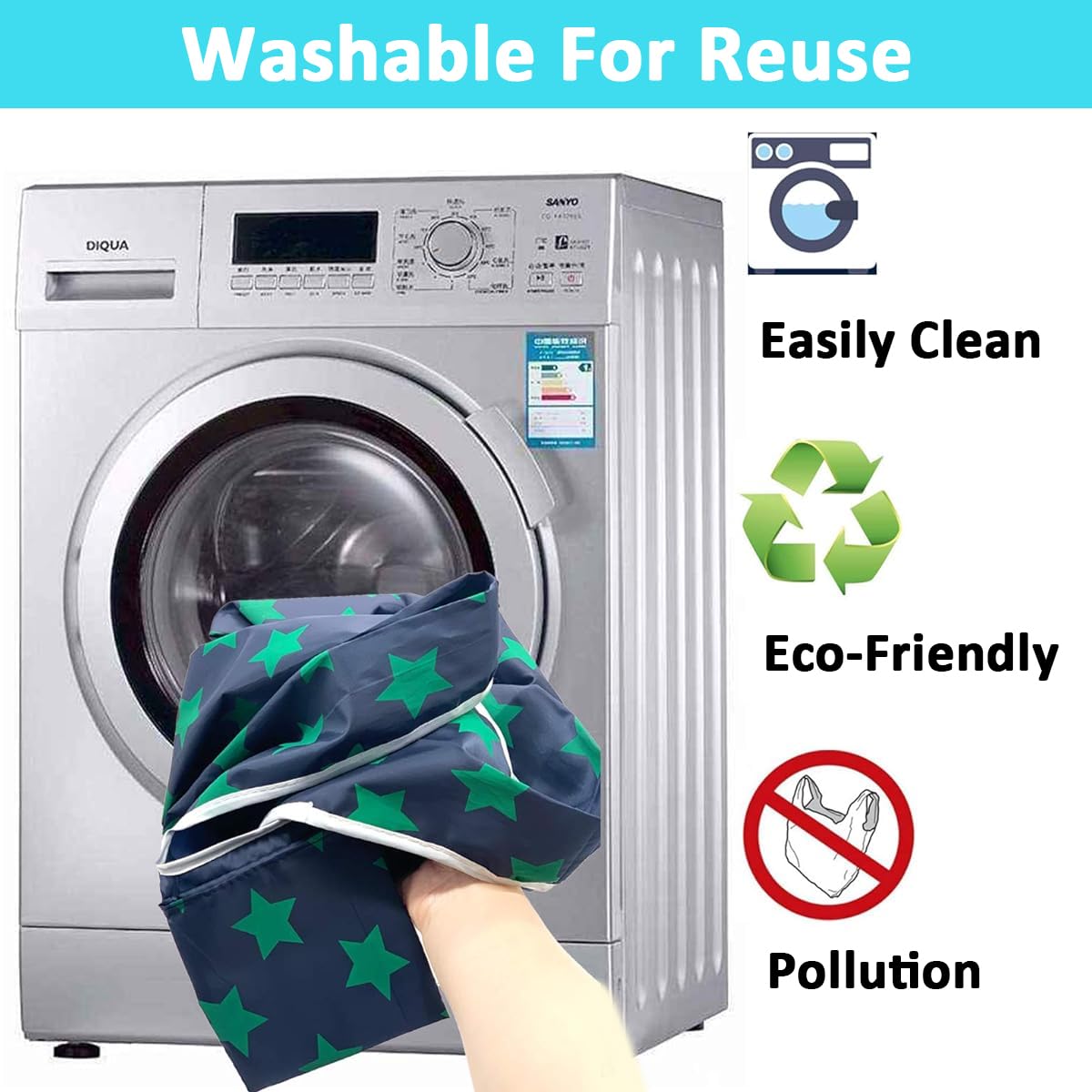 PALAY Reusable Grocery Bags for Shopping with Reinforced Handles 48x32cm | Set of 6 Foldable Oxford Cloth Totes