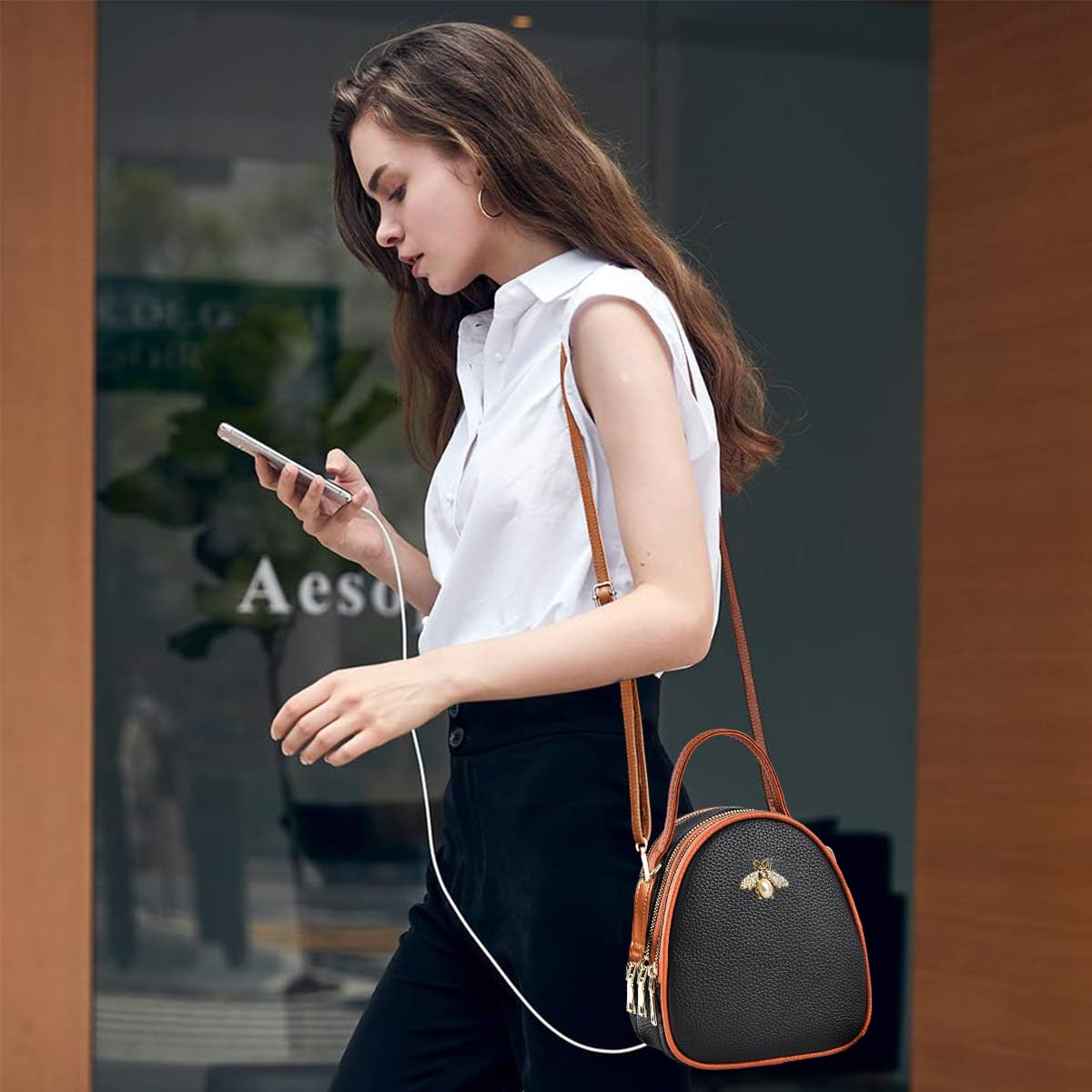 PALAY Women Sling Bag for Daily Use featuring 15 x 10 x 18.5 cm Multi Layer Design with PU Material | Detachable Shoulder Strap