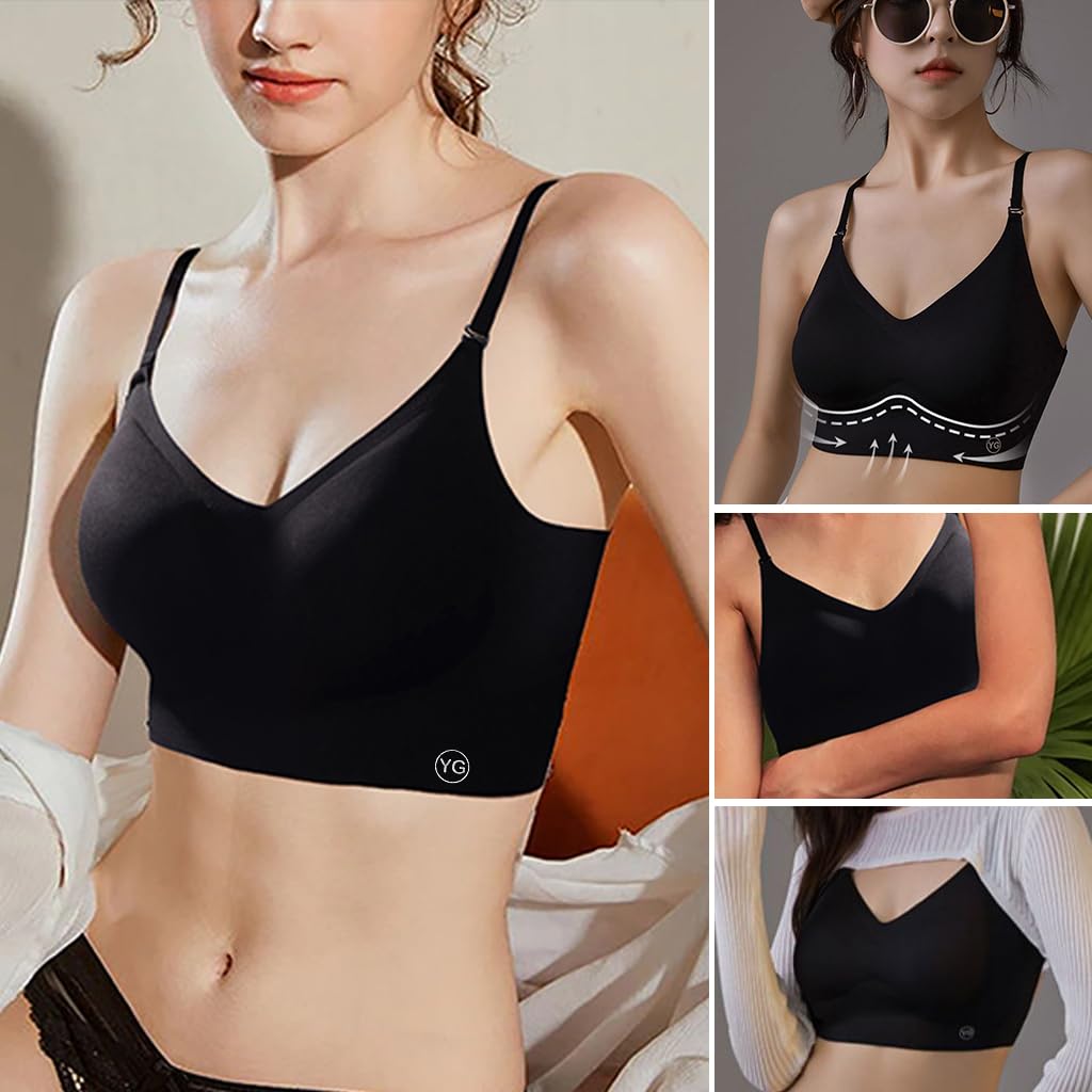 PALAY® Women's Low Back Seamless Bras Backless Multiway Convertible Adjustable Strap Halter Lifting Bra Spaghetti Strap Wire-Free with Padded Removeable, M
