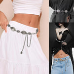 PALAY Waist Chain for Women for Saree featuring Metal Concho Disks Silvercolor 3 PCS | Adjustable Boho Hip Belt