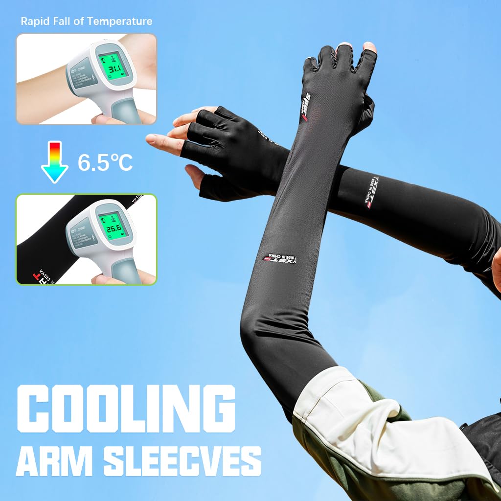 PALAY Hand Gloves for Sun Protection featuring Open Finger Tip & Anti Slip Palm | 3 PCS Ice Silk Cooling for Men and Women