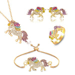 PALAY Unicorn Jewelry Set for Girls with 17.7 in Necklace and 9.4 in Bracelet | 4 Pack Gold Gift