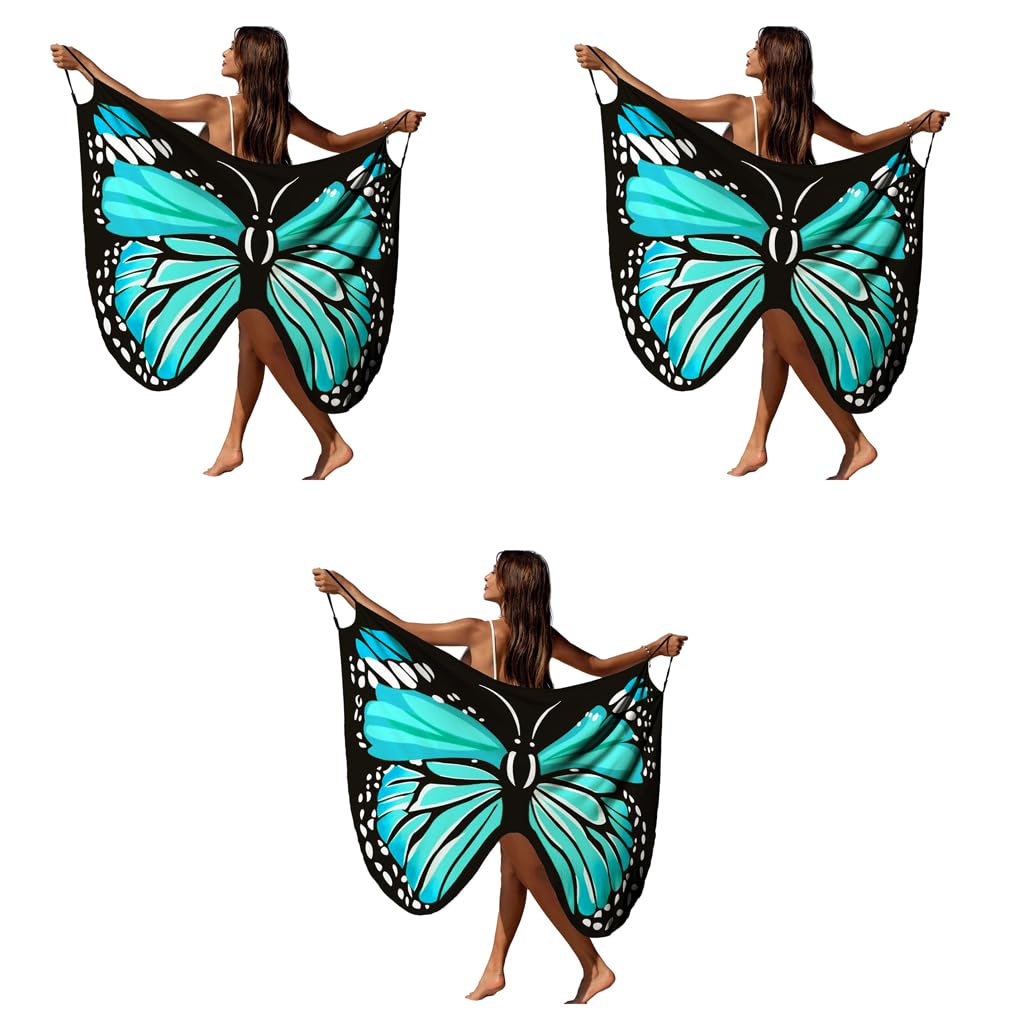 PALAY Beach Wear Dress for Women featuring Butterfly Print and Adjustable Fit | Lightweight Waterproof Cover Up 3 PCS