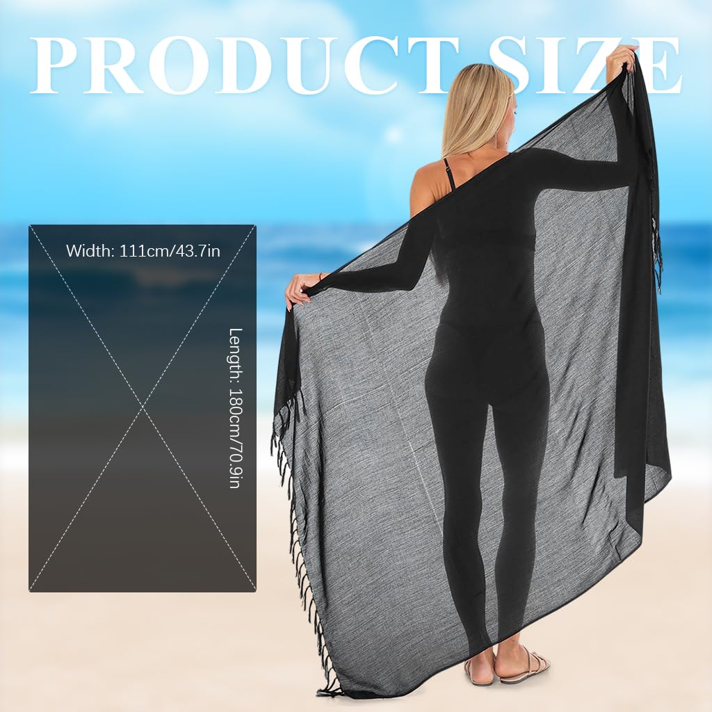 PALAY Women Beach Cover Up for Beach and Pool with Tassel Edge 70.87x43.31 in Cotton