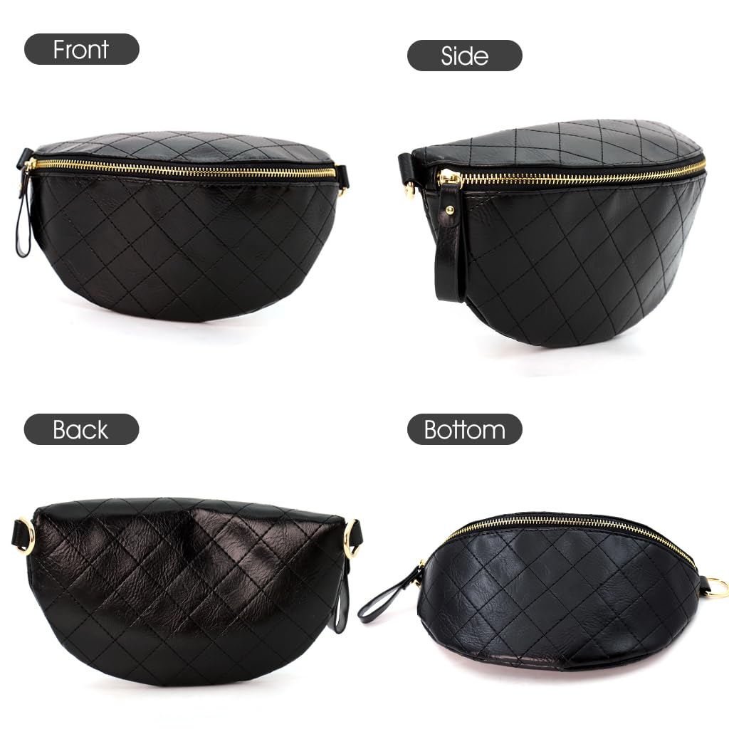 PALAY Sling Bag for Women with 24×9×14 cm Capacity and Adjustable Wide Shoulder Strap | Black PU Leather Crossbody