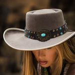 PALAY Cowboy Hat Bands for Men and Women featuring Adjustable Tie Back and Charms | Vintage Brown PU Leather Wrap Accessories