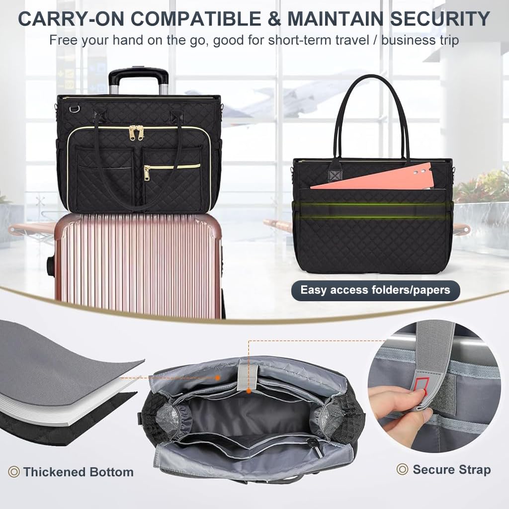 PALAY Tote Bag for Women with 15.6 inch Laptop Compartment featuring Quilted Design and Nylon Material | Ideal for Office and College