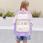 PALAY Girls School Backpack for Daily Use with Stationeries Storage Layer and Padded Straps | 32x22x46cm Waterproof Nylon Purple Bag
