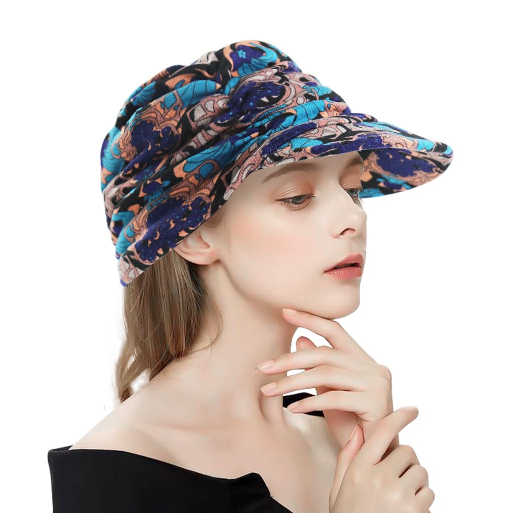 PALAY® Winter Hat Fashion Floral Beanies with Brim Winter Warm Hat Fashion Winter Warm Cap for Ladies