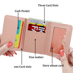 SANNIDHI® Women's Wallet Ladies Purse PU Leather Short Small Wallet for Women with Multiple Card Slots and Card Holders, Pink