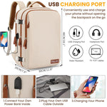 PALAY® Travel Laptop Backpack, 40L Double Layer 15.6 Inch Travel Laptop Backpack Fashion Beige Laptop Backpack Safe Anti-Theft Waterproof Oxford Cloth Laptop Backpack Travel Backpack with Shoe Bag
