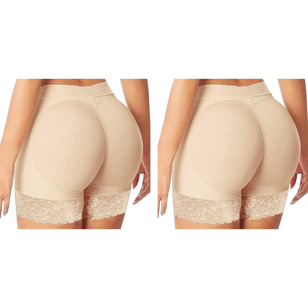 PALAY Hip Pads for Women with 3D Butt Lifting Design High Waist Enhancer Shorts 2PCS Beige
