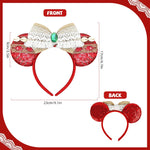 PALAY Moana Princess Hairband for Girls with Red Sequin Bow and Cute Mouse Ears | Party Accessory