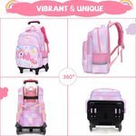 PALAY® School Bags for Girls Kids Unicorn Bags for Girls School Bags on Wheel Detachable Wheel Stand Gift School Bag for Girls Primary