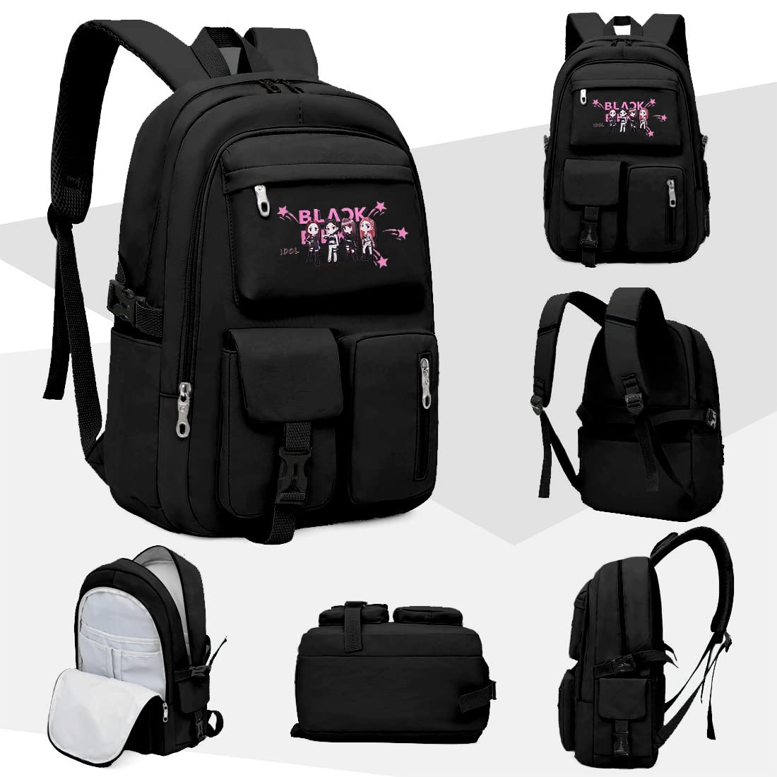 PALAY Blackpink Backpack for School with 15.6 inch Laptop Compartment and USB Port | 18L Oxford Bag