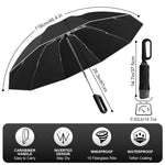 PALAY Umbrella for Travel featuring 50 Inch Canopy with Award Winning Carabiner Handle | Black