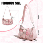 PALAY Shoulder Bag for Women featuring 22.5x3.5x12cm Size and Detachable Chain Strap | Y2K Pink Hobo Style