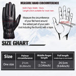 PALAY® Black Winter PU Leather Fleece Warm Lining Gloves for Riding,Touch Screen Fashion Winter Leather Gloves for Men Driving,Style 1