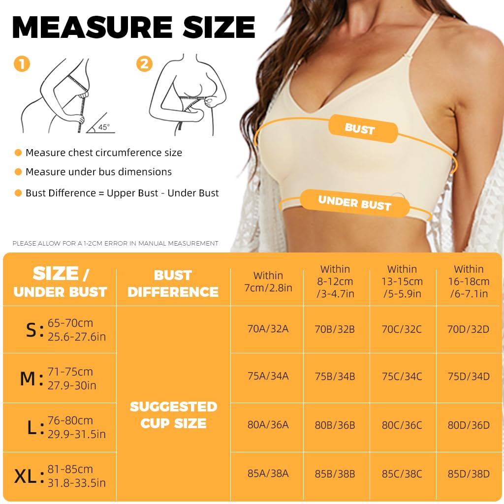 PALAY Women's Seamless Bra for Backless Outfits with Adjustable Multiway Straps | Beige