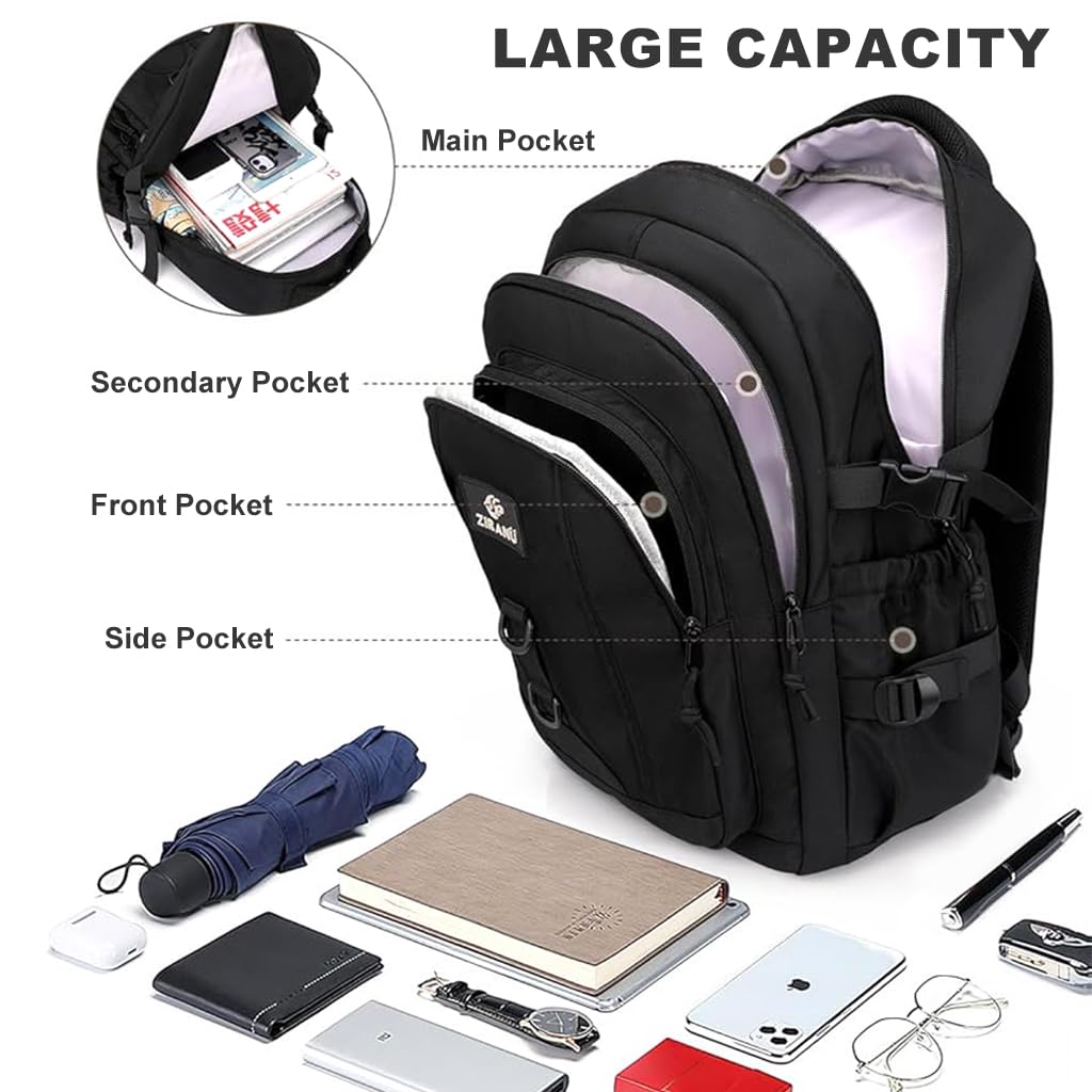PALAY Backpack for School and Travel with 16 inch Laptop Compartment and Padded Straps | Black