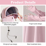 PALAY® Sun Protection Clothing Women UPF 50+ Protective Sun Protection Clothing Long Sleeve Ice Silk Protective Sun Protection Clothing with Removable Sun Visor, Pink