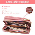 PALAY Women Mini Crossbody Phone Bags for Everyday Use with 6 Card Slots and Smooth Zippers | Pink and Black PU Leather Set
