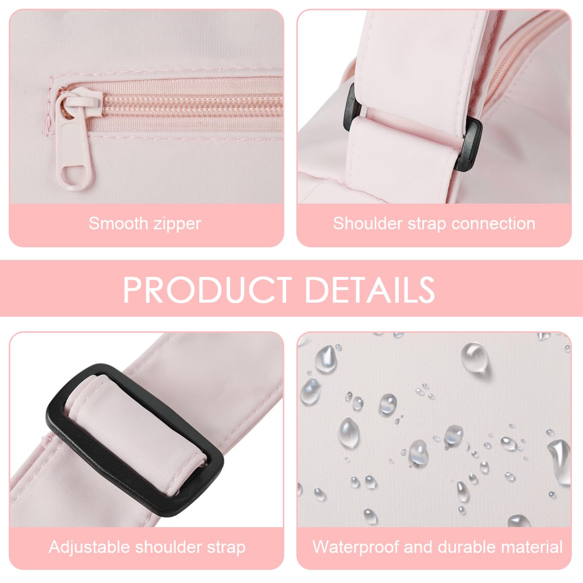 PALAY Gym Bag for Travel and Workout featuring Zippered Shoe Pocket with Waterproof Polyester | Pink Duffel for Women