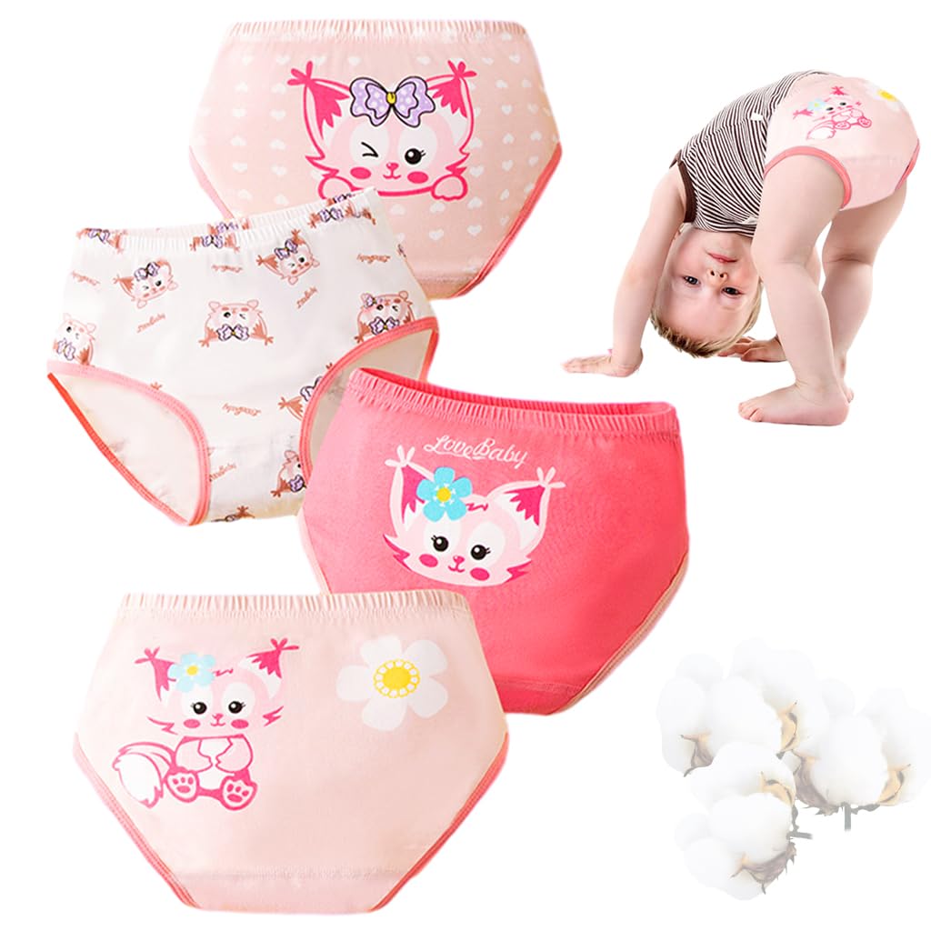 PALAY Girls Cotton Underwear 3 Pack for Toddlers 2–4 Years with Elastic Waist | Soft Breathable Briefs