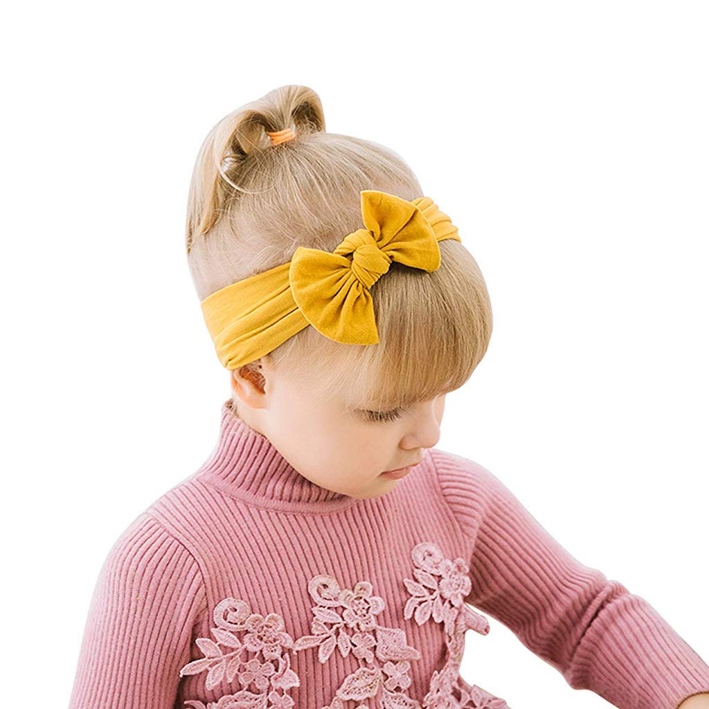 PALAY Baby Nylon Headbands for Newborn and Toddler Girls featuring Knotted Turban Design | 6pcs Soft Stretchy Hair Wraps in Multicolor