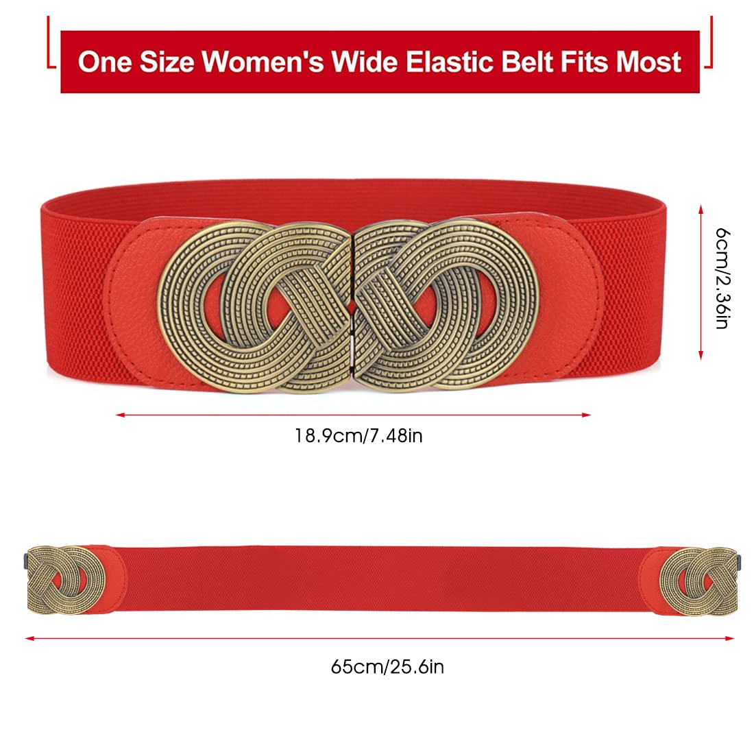 PALAY Women Stretchy Belt for Dress and Blouse featuring Interlocking Buckle 65 in Red