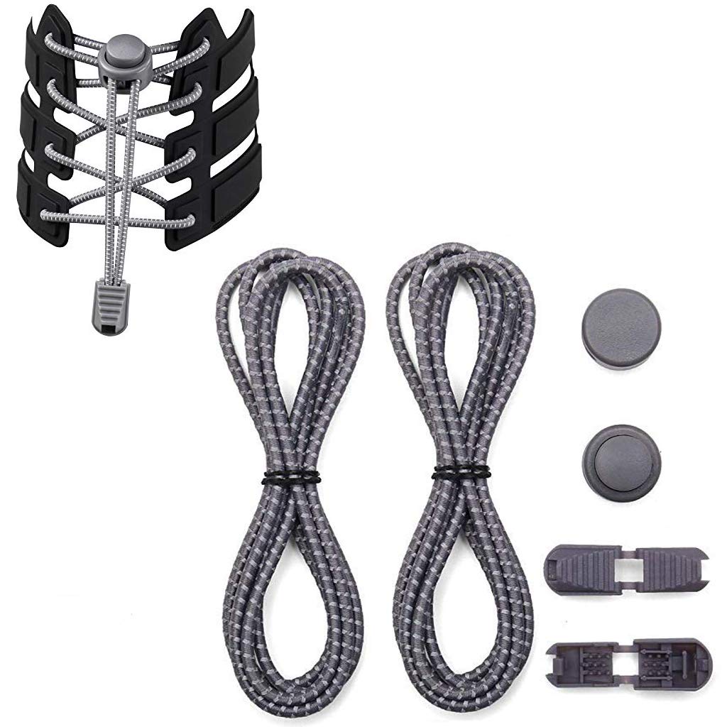 PALAY No Tie Shoelaces for Sneakers and Hiking Boots with Elastic Lock | Gray Silicone