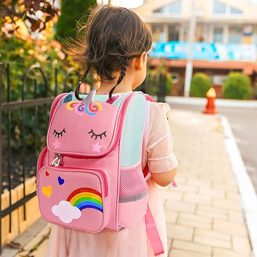 PALAY® Girls School Backpack Unicorn Cartoon Backpack Primary Bookbag Waterproof Backpack for School