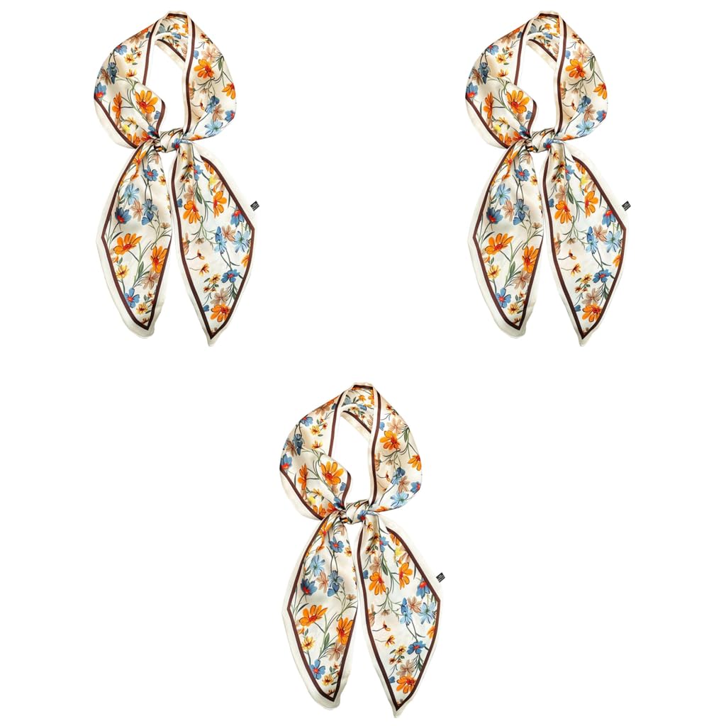 PALAY Women Silk Scarf for Suits and Blazers featuring Floral Print 59 in Long | 3 PCS Set