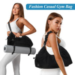 PALAY® Casual Gym Bag Women Shoulder Bag Multifunctional Gym Bag with Shoe Compartment & Yoga Mat Fasten Straps Fashion Waterproof Oxford Cloth Shoulder Bag Gym Bag, 47x19x25cm