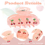 PALAY Hair Claw Clips for Women featuring Cherry Rhinestone Charms with Acrylic Jaw | Elegant Everyday Hair Accessory