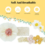 PALAY Baby Headband Set for Girls featuring Soft Elastic Nylon | 3Pcs Lace Bow Design