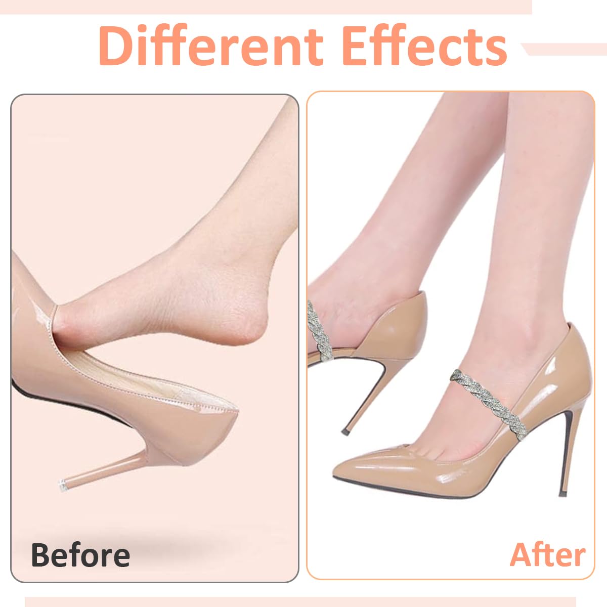 PALAY Shoe Straps for Heels with Elastic Anti Slip Design featuring Rhinestone Band | 2 Pcs