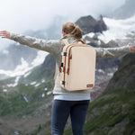 PALAY® Travel Laptop Backpack, 40L Double Layer 15.6 Inch Travel Laptop Backpack Fashion Beige Laptop Backpack Safe Anti-Theft Waterproof Oxford Cloth Laptop Backpack Travel Backpack with Shoe Bag