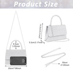 PALAY® Clutch Bag for Women Fashion Evening Bag Sparkling Silver Tote Bag Handbag for Women with Detachable Chain Top Handle Evening Clutch Bag, Elegant Crossbody Bag Chain Bag Handbag