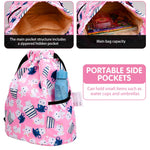 PALAY Drawstring Backpack for Kids with Adjustable Shoulder Strap and Pink Cartoon Print | 28x36cm Waterproof Nylon Bag