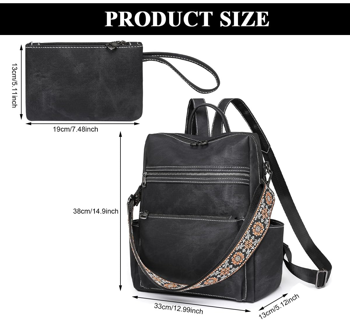 PALAY Backpack for Women with 3 in 1 Convertible Tote Design and Woven Shoulder Strap