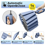 PALAY Large Umbrella for Travel and Outdoor Use with 50in Canopy and 10 Dual Ribs | Reflective Strip and Auto Open Close Design