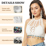 PALAY Women’s Crochet Halter Top for Summer Beachwear featuring Tie Back and Fixed Bra Pads