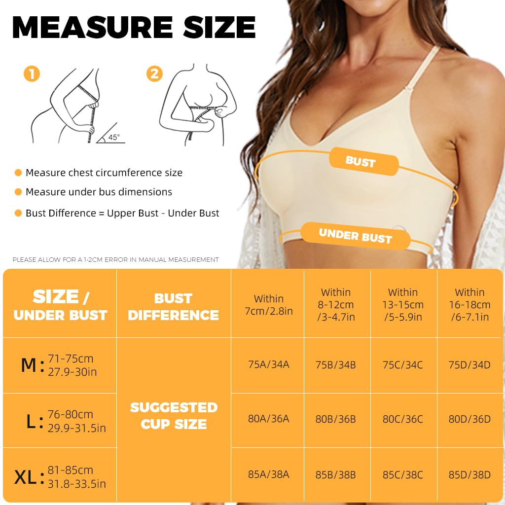 PALAY Women’s Low Back Seamless Bra for Backless Outfits with Multiway Straps | Beige XL