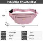 PALAY Waist Bag for Women with 4 Zipper Pockets 11.8×2.36×5.5 in and Adjustable Strap Pink