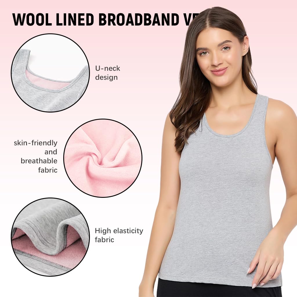 PALAY Thermal Top for Women featuring Fleece Lined Wide Straps in Black | Warm Winter Vest