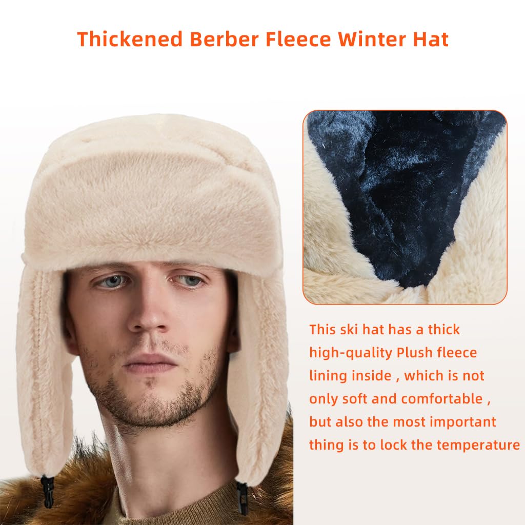 PALAY® Winter Warm Hat Trapper Hat Fleece Warm Hat Motorcycling Hat Unisex Windproof Winter Cap for Men and Women Fashion Plush Trapper Hat Christmas Gift